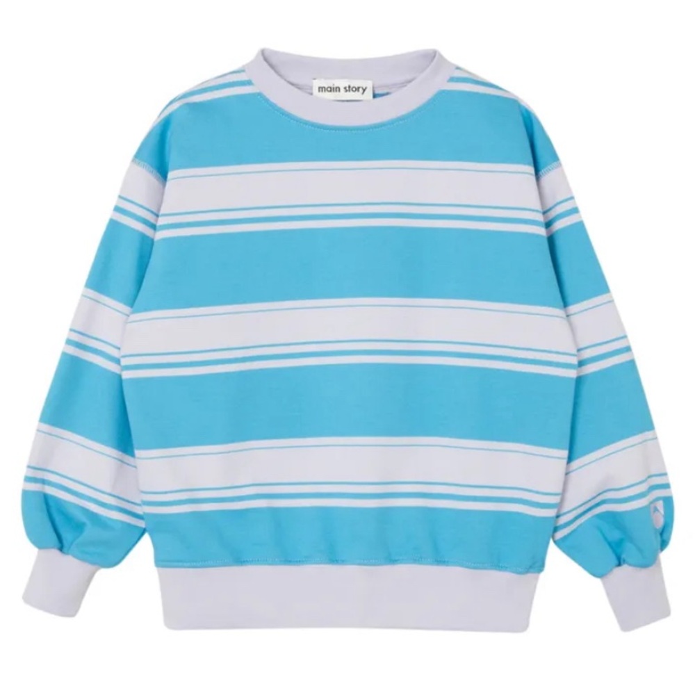 Main Story organic striped boxy fit oversized balloon sweatshirt blue 2T